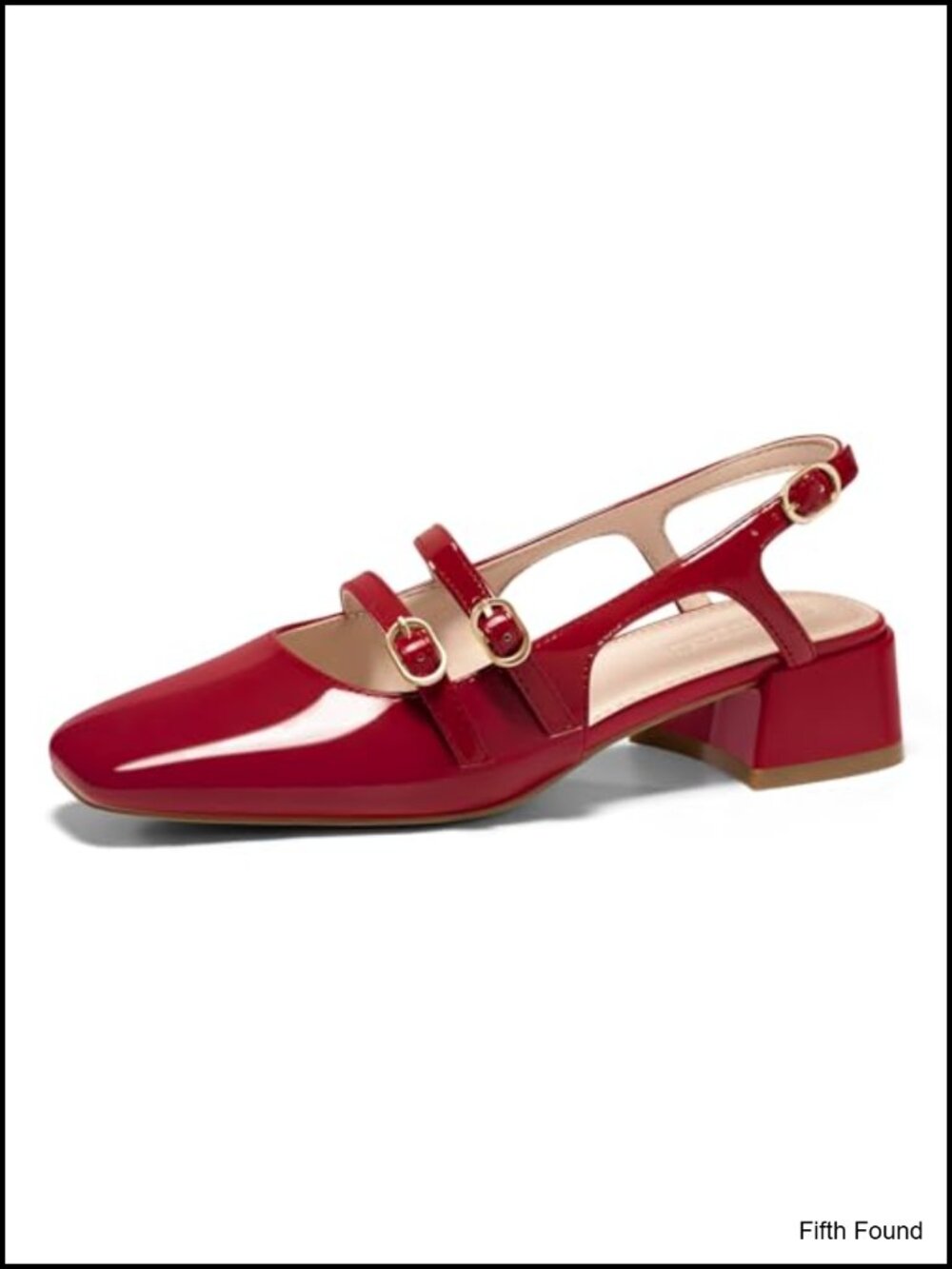 Women's Mary Jane Chunky Low Heels Slingback Pumps Square Toe Patent Leather